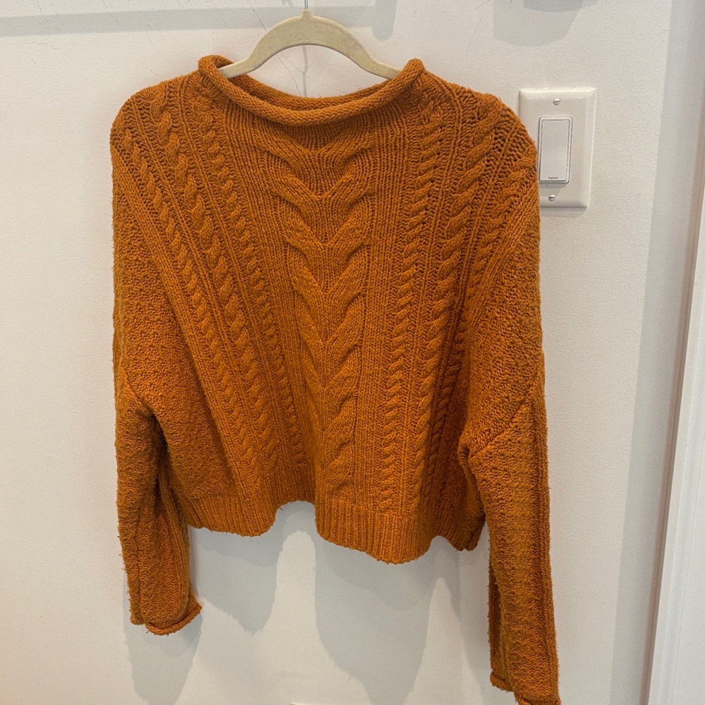 Pilcro Warm Orange Cable Knit Sweater